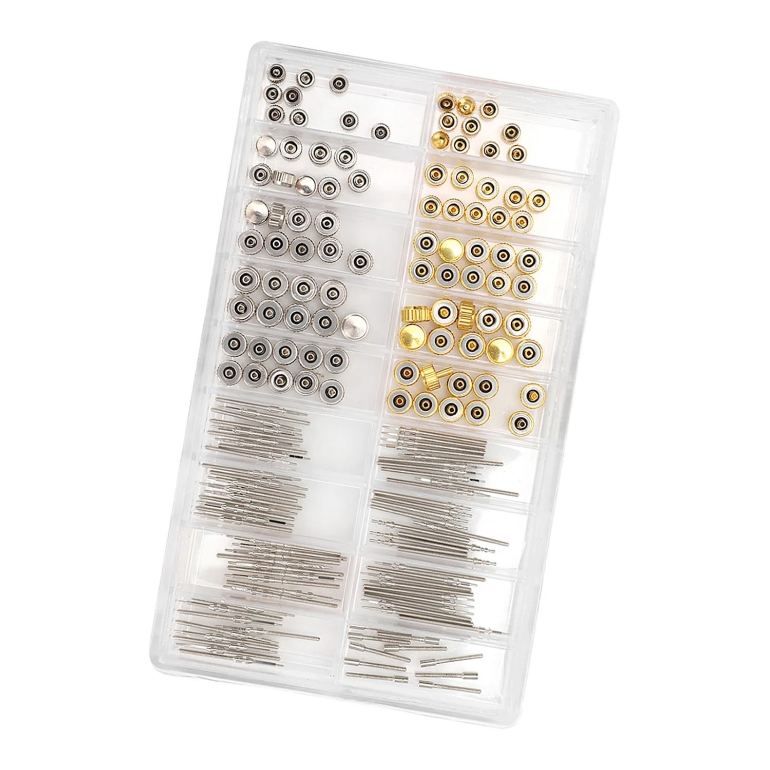 Assorted Watch Stem Extender & Crowns Repair Replacement Accessory Tool Box kit