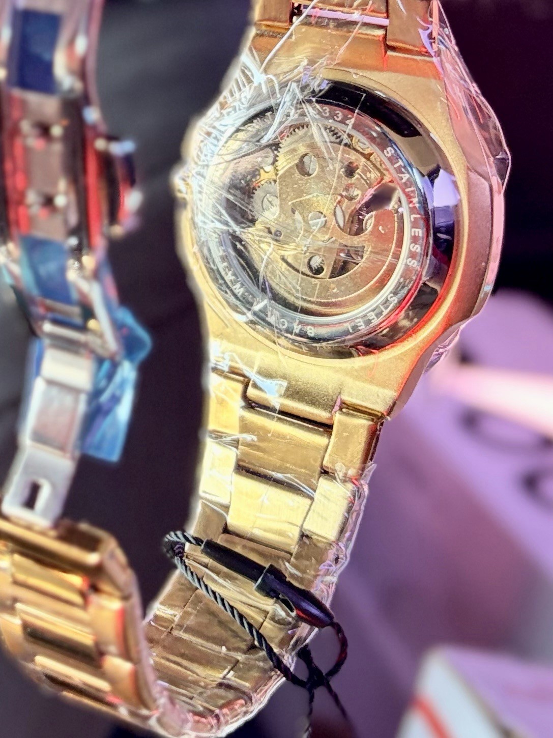 🔥 BIBI Luxury B0140 Automatic Skeleton Watch 🔥 Gold-Tone Stainless Steel Dial