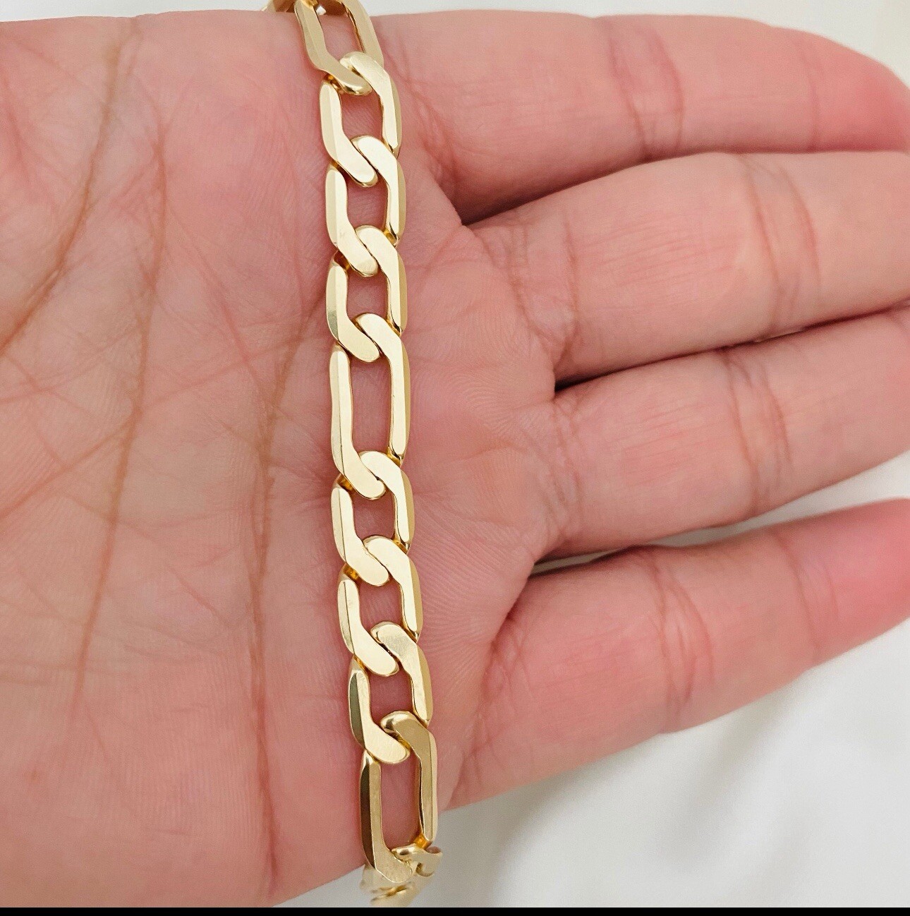 Belcher Bracelet 23cm*7mm Figaro Links 18ct 18k 18 Carat Gold Plated Unisex’s Uk