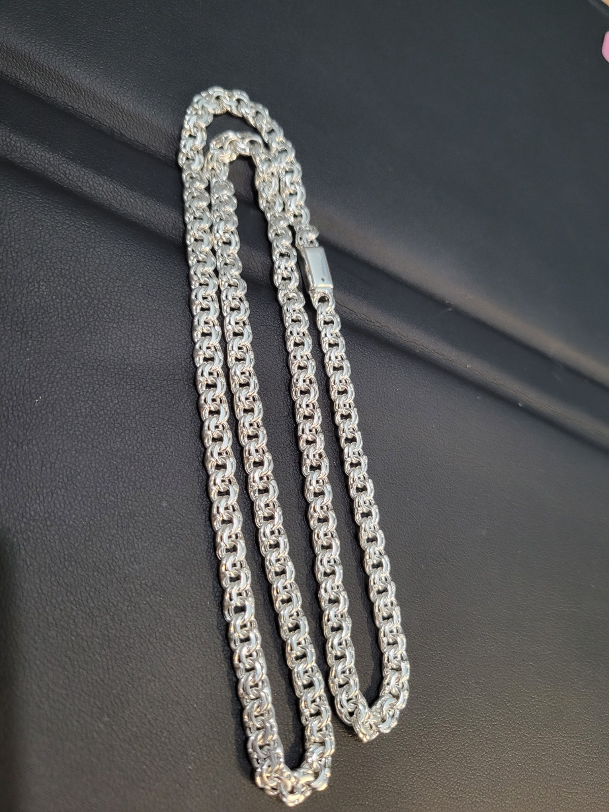 925 sterling silver Chino Link 22″ 5mm Chain Simple Lock 29.6g Solid Cadena
