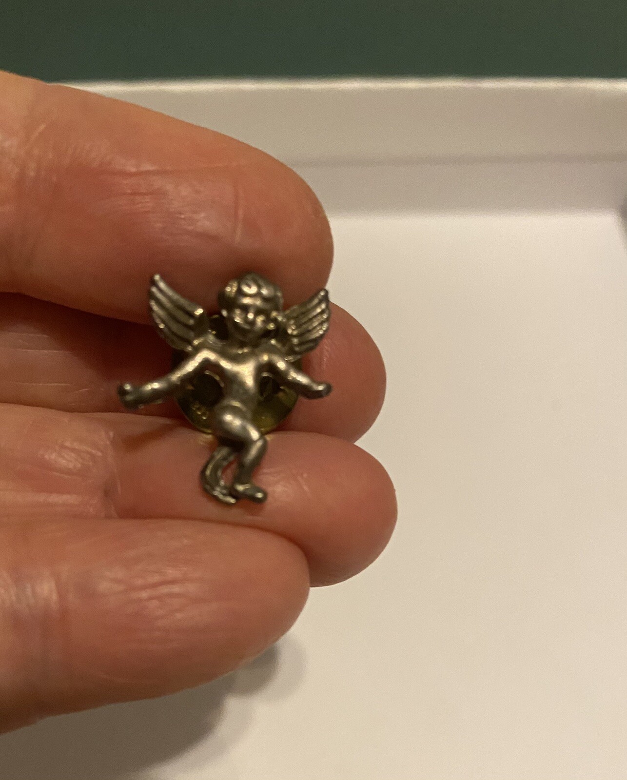 Vintage 2 Angel Gold Tone And Cherub Silver Tone Lapel Pins A705