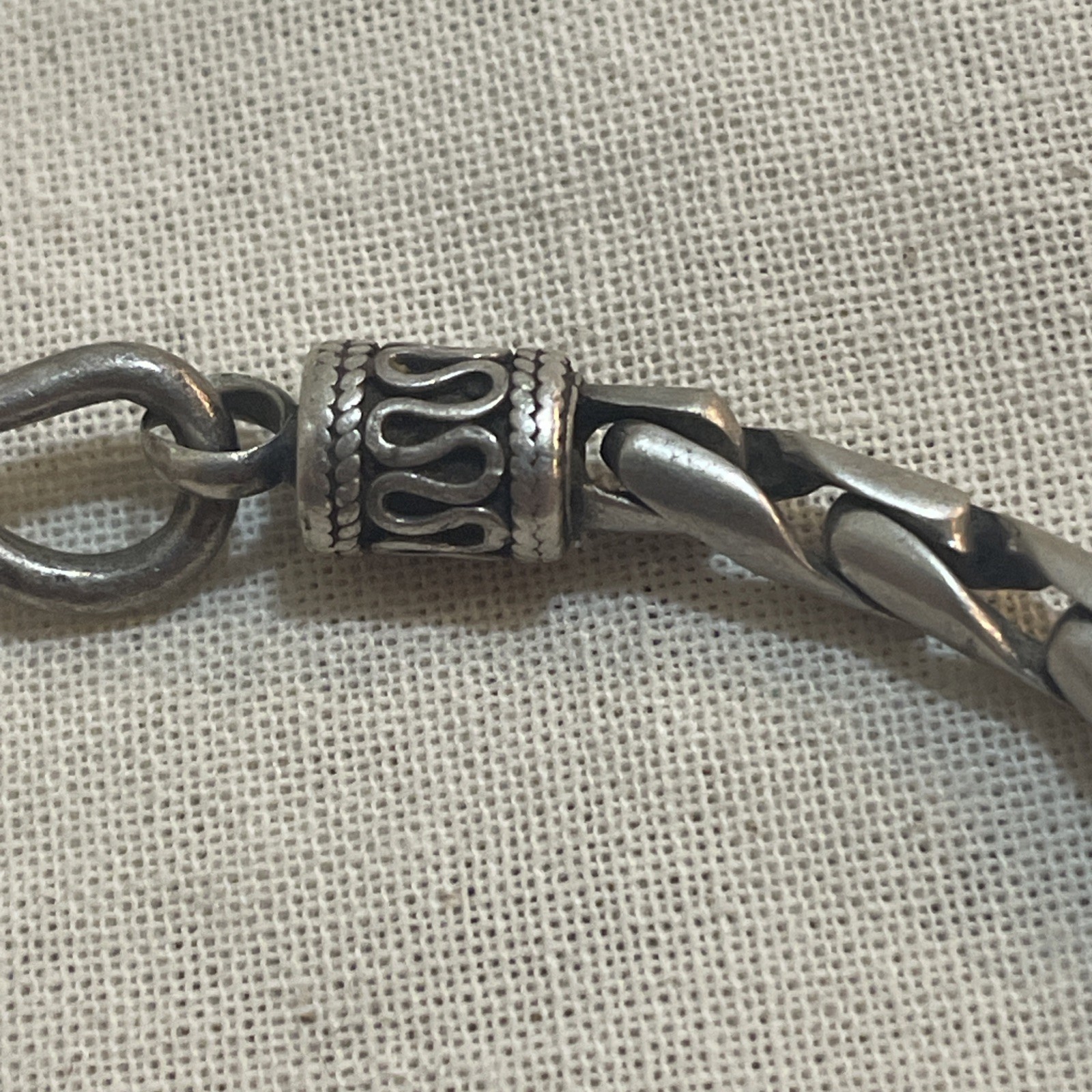 Vintage Estate 925 Sterling Silver Rounded Foxtail Twisted Chain Bracelet 8.5″