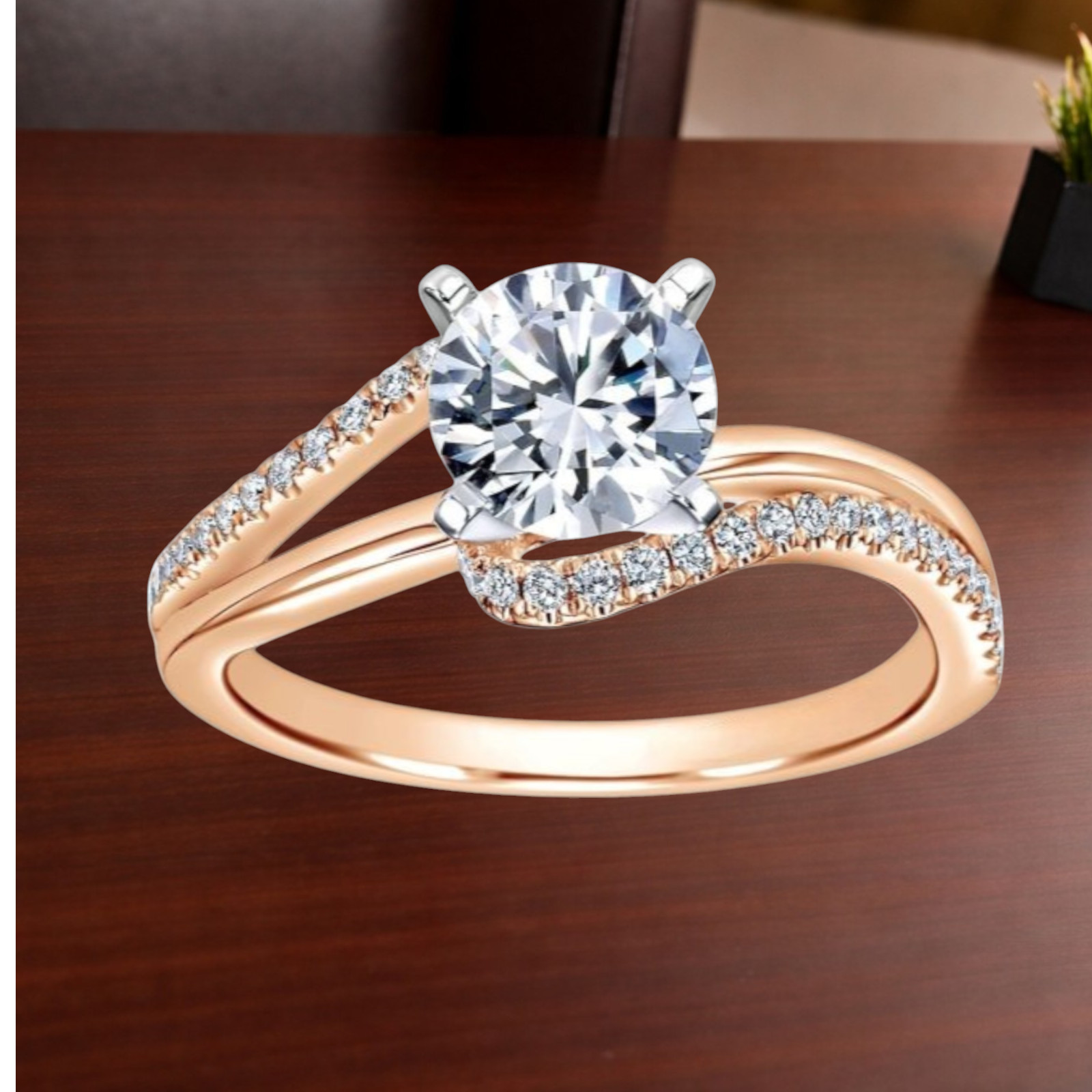 3.75 Ct Round Cut IGI Certified Lab Grown Diamond Women Ring 18k Multi-Tone Gold