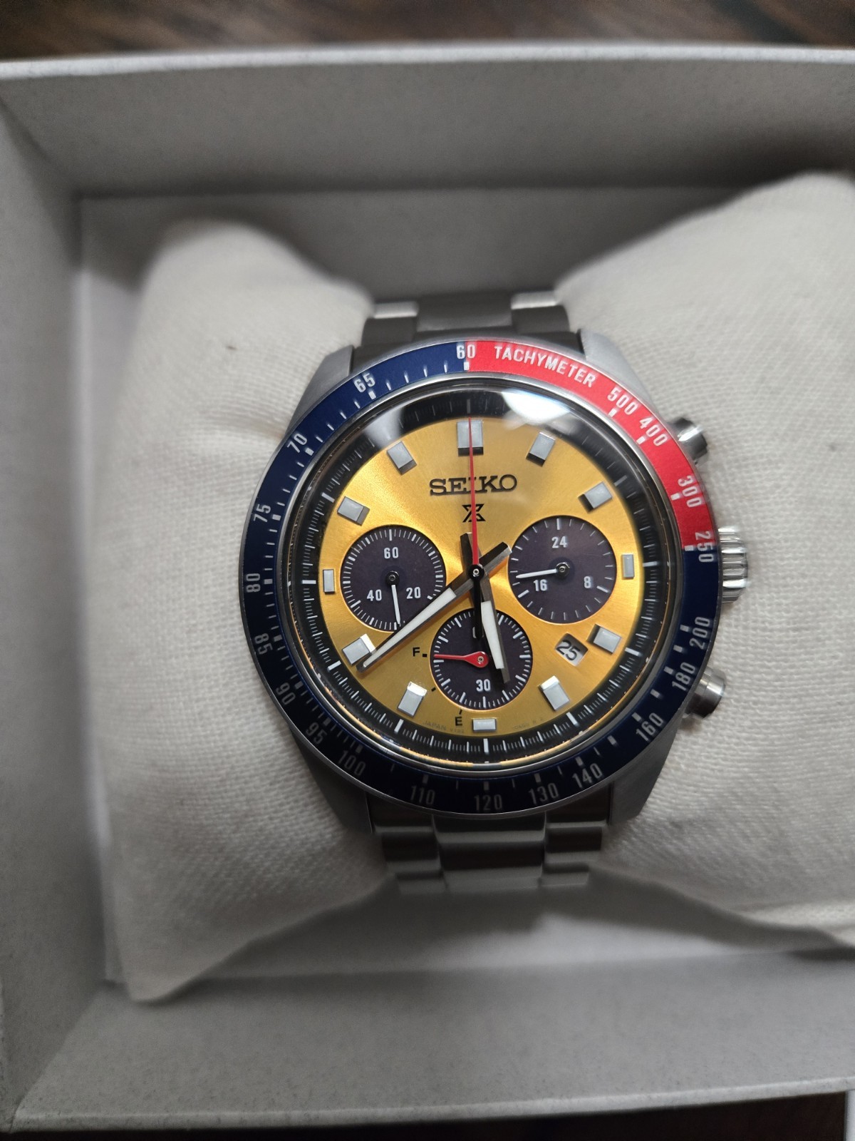 Seiko Prospex SBDL117 Speedtimer Solar Chronograph Yellow Dial Watch JAPAN VER.