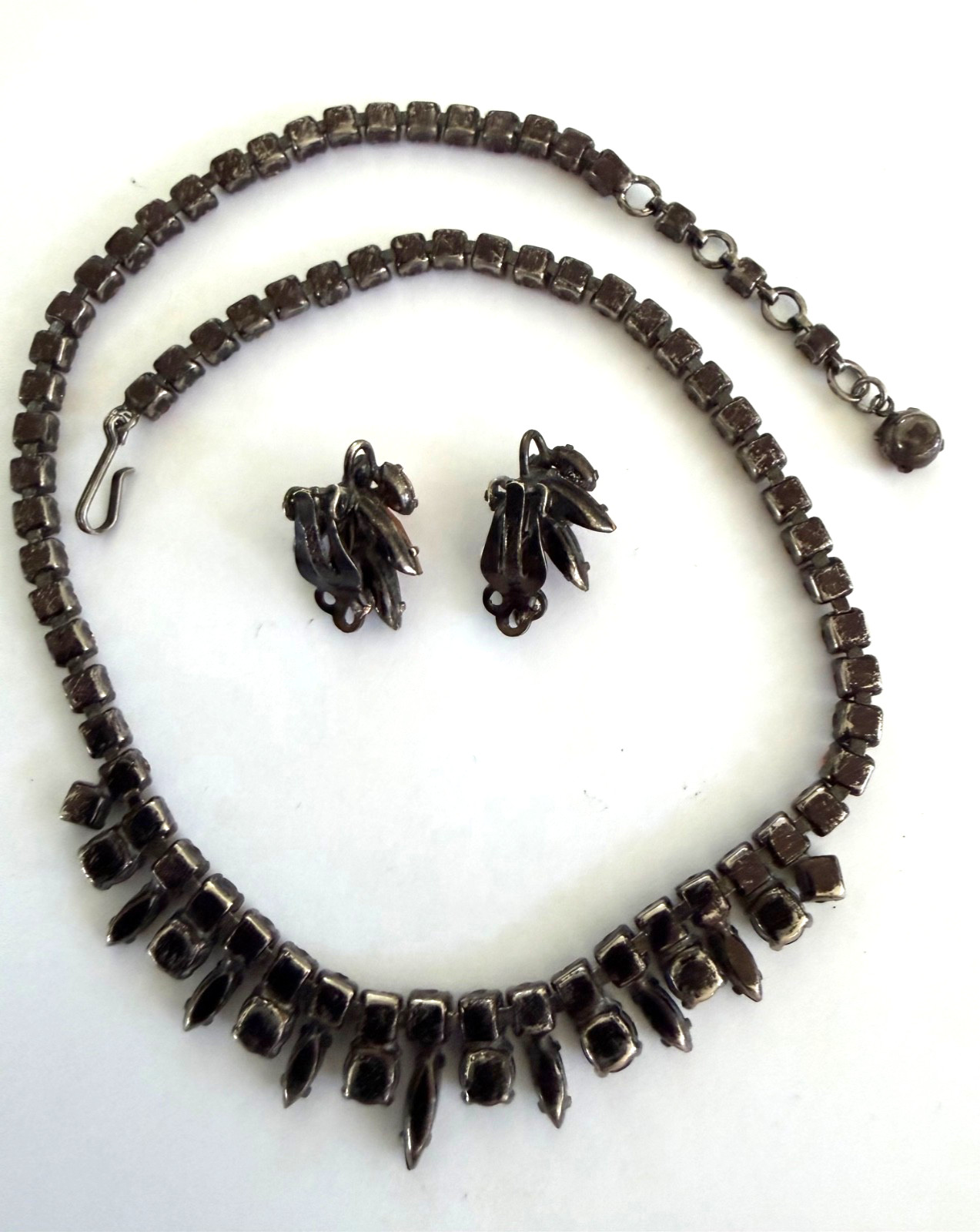 Rare Vintage Sherman Swarovski crystal Autumn colors necklace & earrings mint!