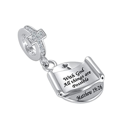 Pandora Cross Charm With God All Things Are Possible Bible Religious Dangle Bead