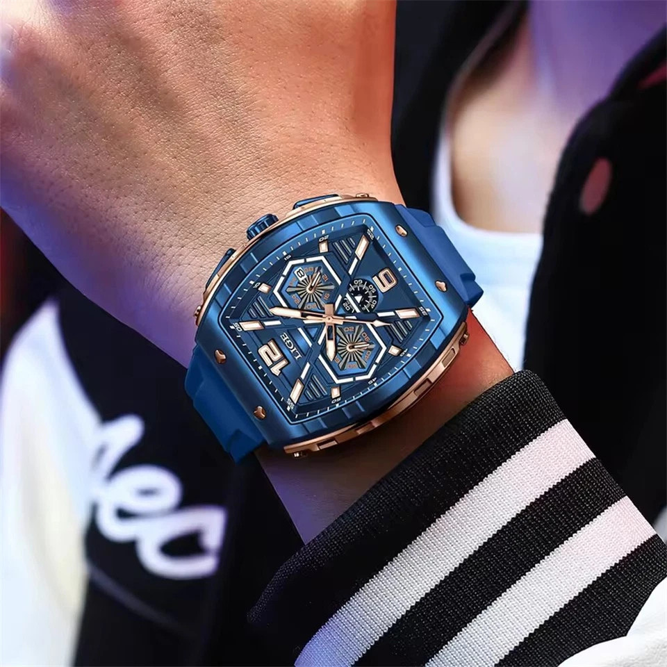 Men’s Sport Watch Quartz Calendar Luminous Waterproof Square Boy Wristwatch Gift