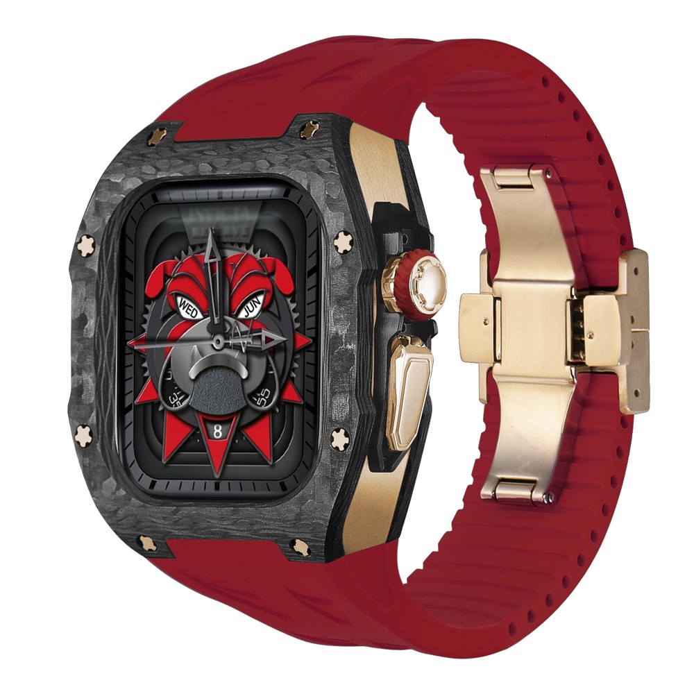 Luxury Titanium Carbon Fiber Case Rubber Band Mod Kit For Apple Watch Ultra 49MM