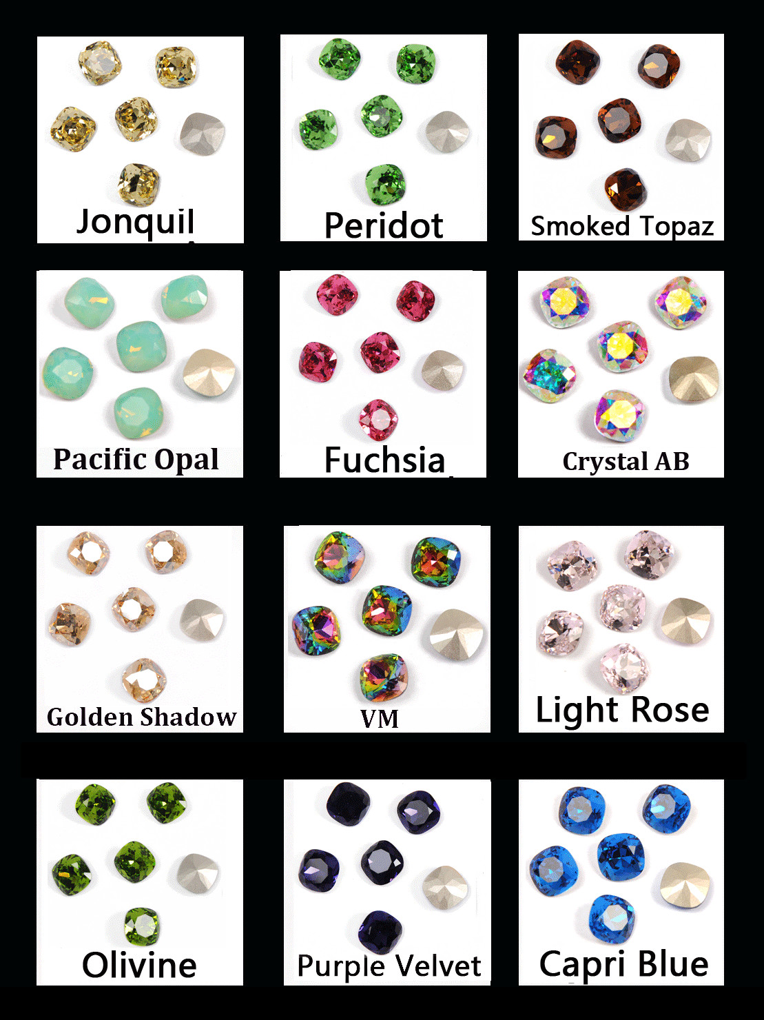 Cushion Cut All Colors Sewing Glass Rhinestones Sew On Diamond Strass Stones DIY