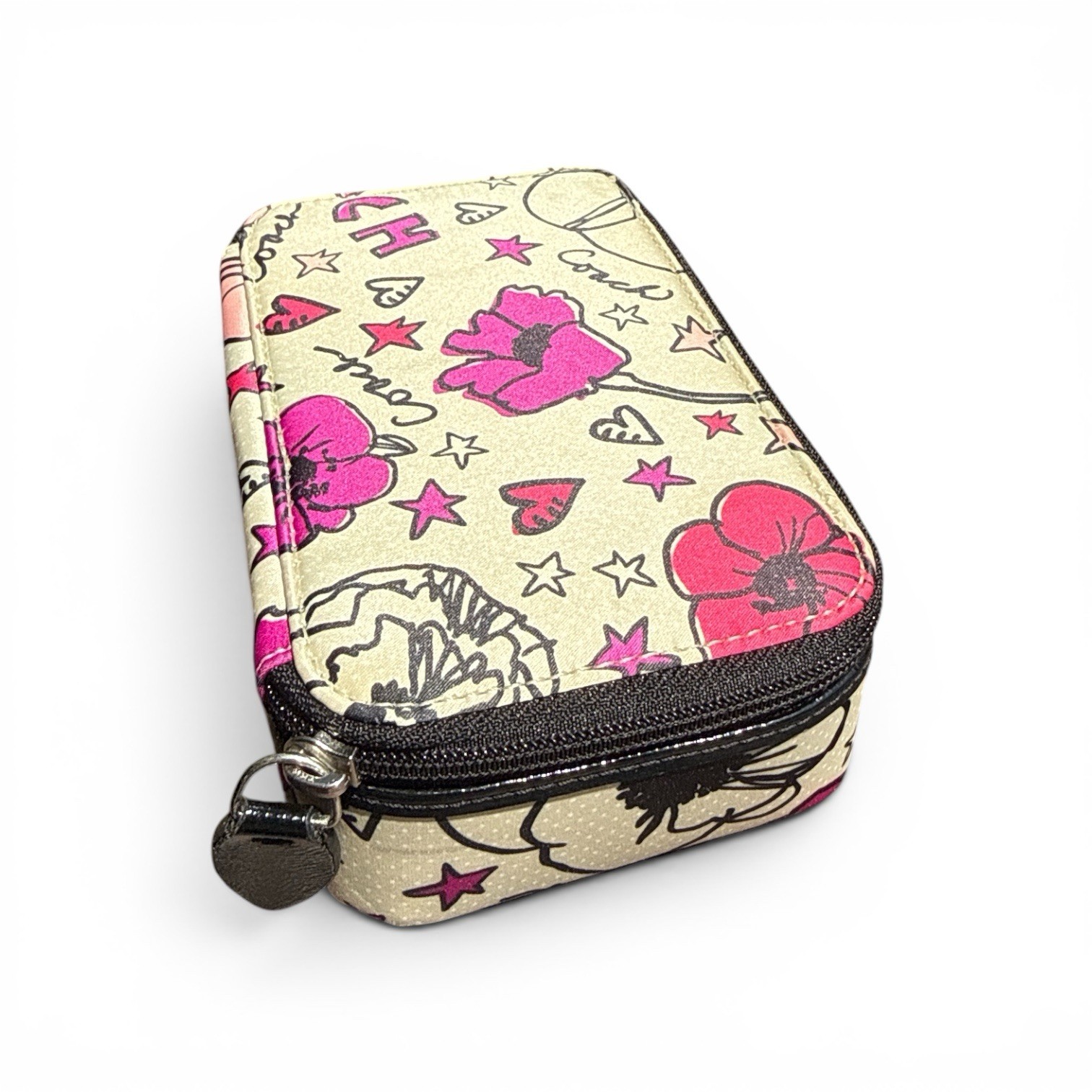 Coach Poppy Zip Around Travel Jewelry Case Organizer Pouch Nylon