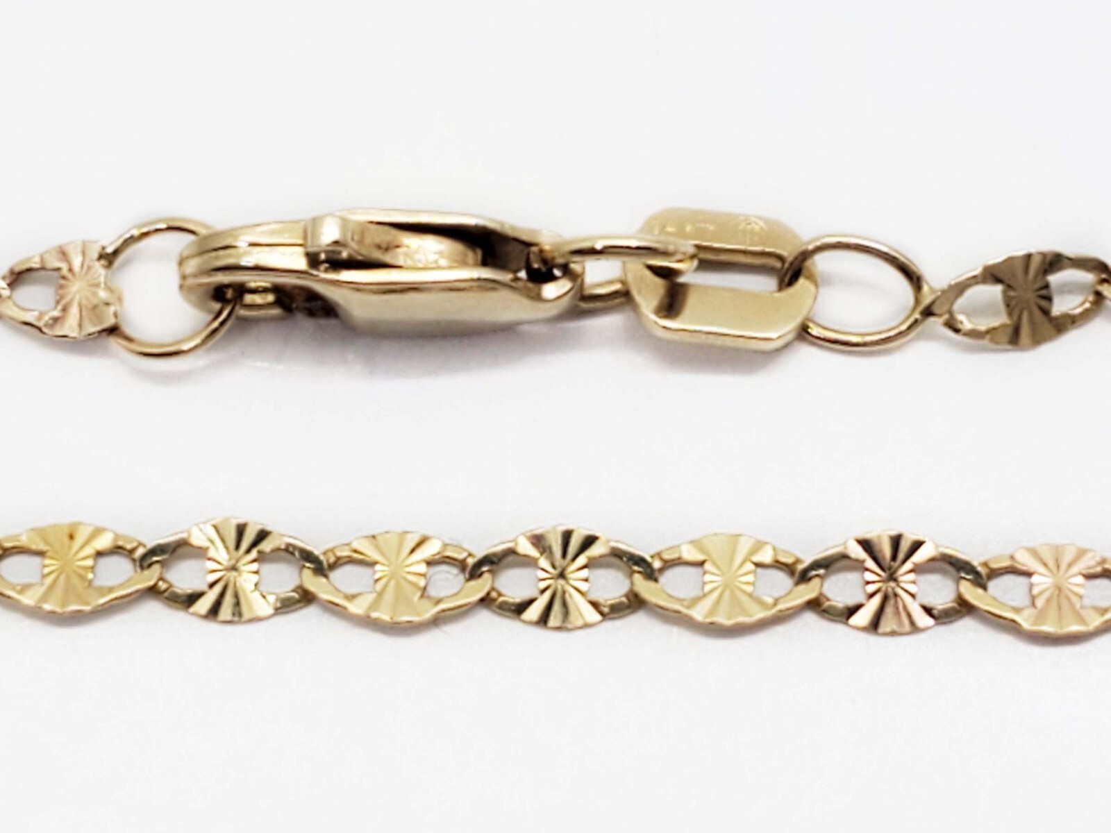 2mm Wide Dia-Cut Mariner Chain Necklace 14k Tricolor Gold 21.5″ Long