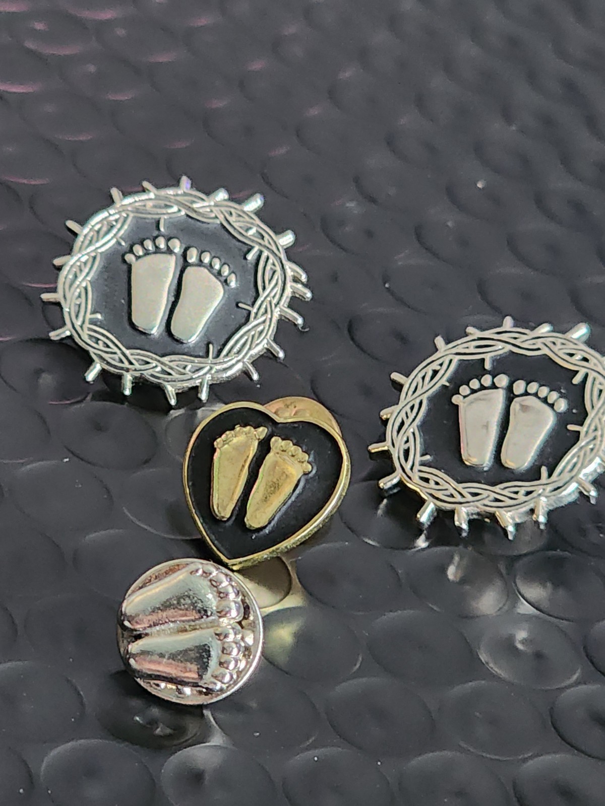 Vintage Precious Feet, Crown/Thorns Jewelry, Lapel Pin Lot Various