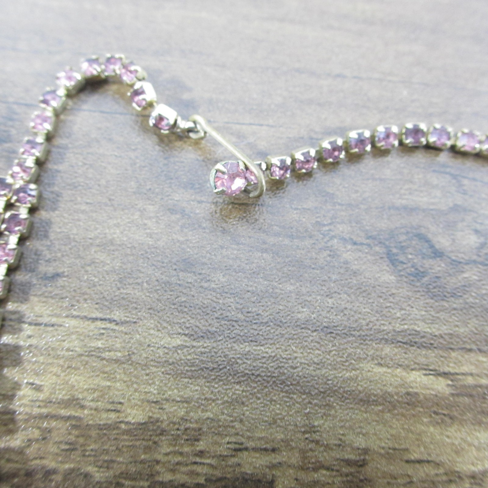 Vintage Rhinestone Necklace Purple Black Gold Tone Choker Collar 15 Inch
