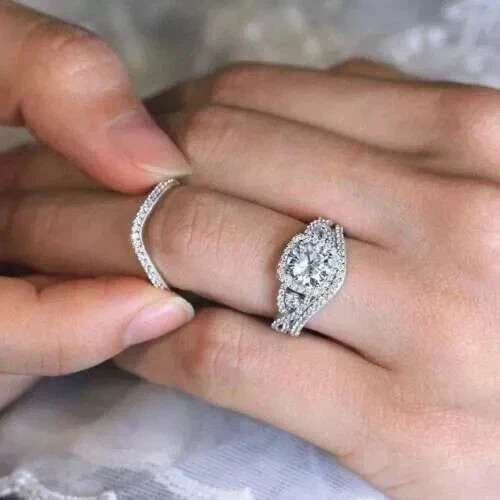 2.75 Ct Round Cut Lab Created Moissanite Wedding Bridal Ring In14K White Gold