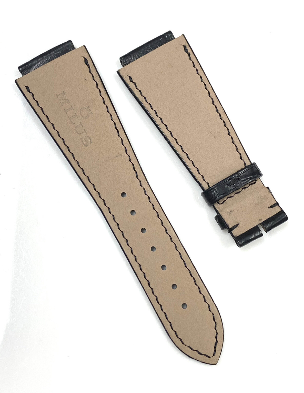Genuine New Milus Alligator Leather Black Band Strap 26mm x 20mm x 18mm