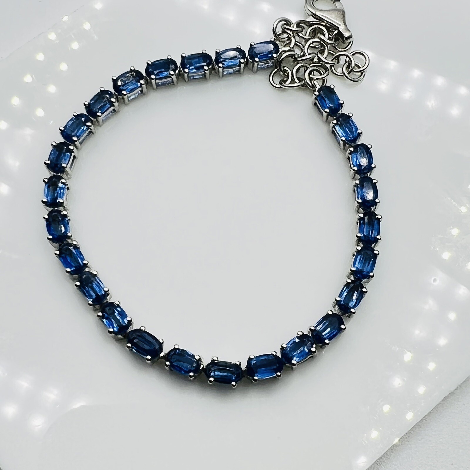 Sterling Silver & Blue Topaz Tennis Bracelet 8” 6.5ctw JVT CEH100 New