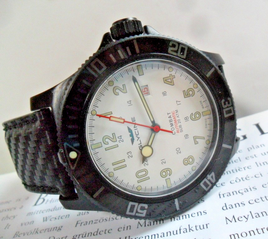 48.5 mm Black S/S Men’s Glycine SUB Combat 200M Military Automatic Watch GL0190