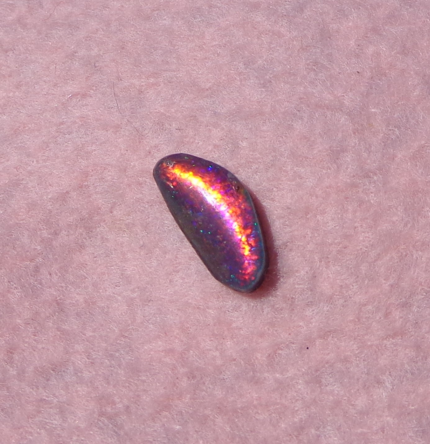 Spencer Idaho Opal Triplet 8X16 mm Freeform with a Dominate Vivid Red Cat’s Eye