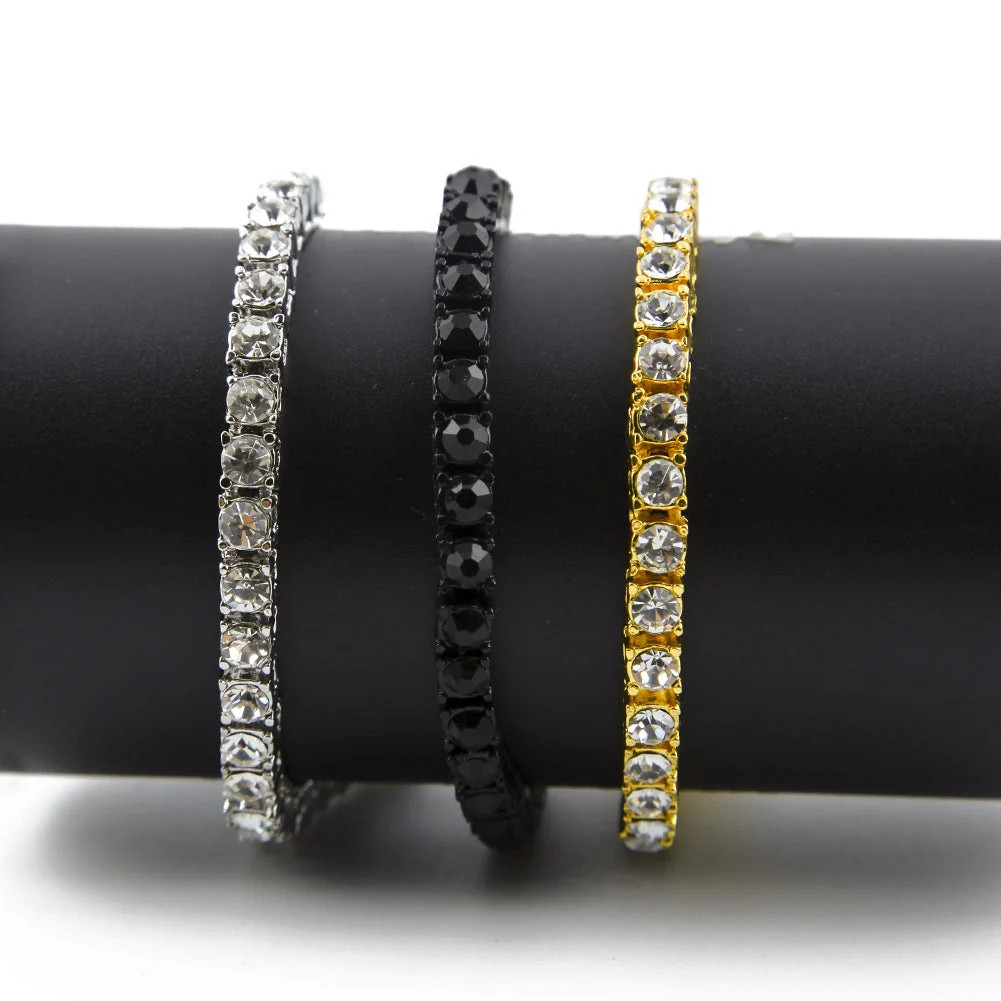 Tin Alloy Gold Color Iced Bracelet Men’s Hip Hop Chain Street Rock Jewelry