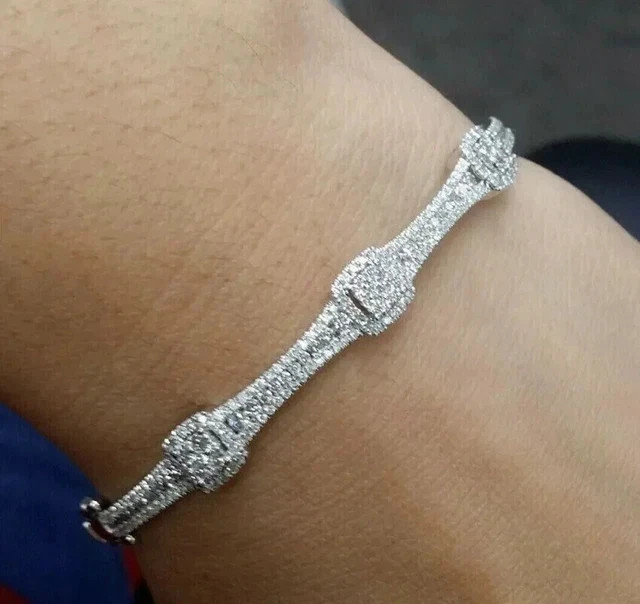8 Ct Round Cut Simulated Diamond Women’s Tennis Bracelet 14K White Gold Plated