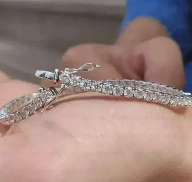Unique Engagement Bracelet Round Natural Diamond Tennis Bracelet 14k White Gold