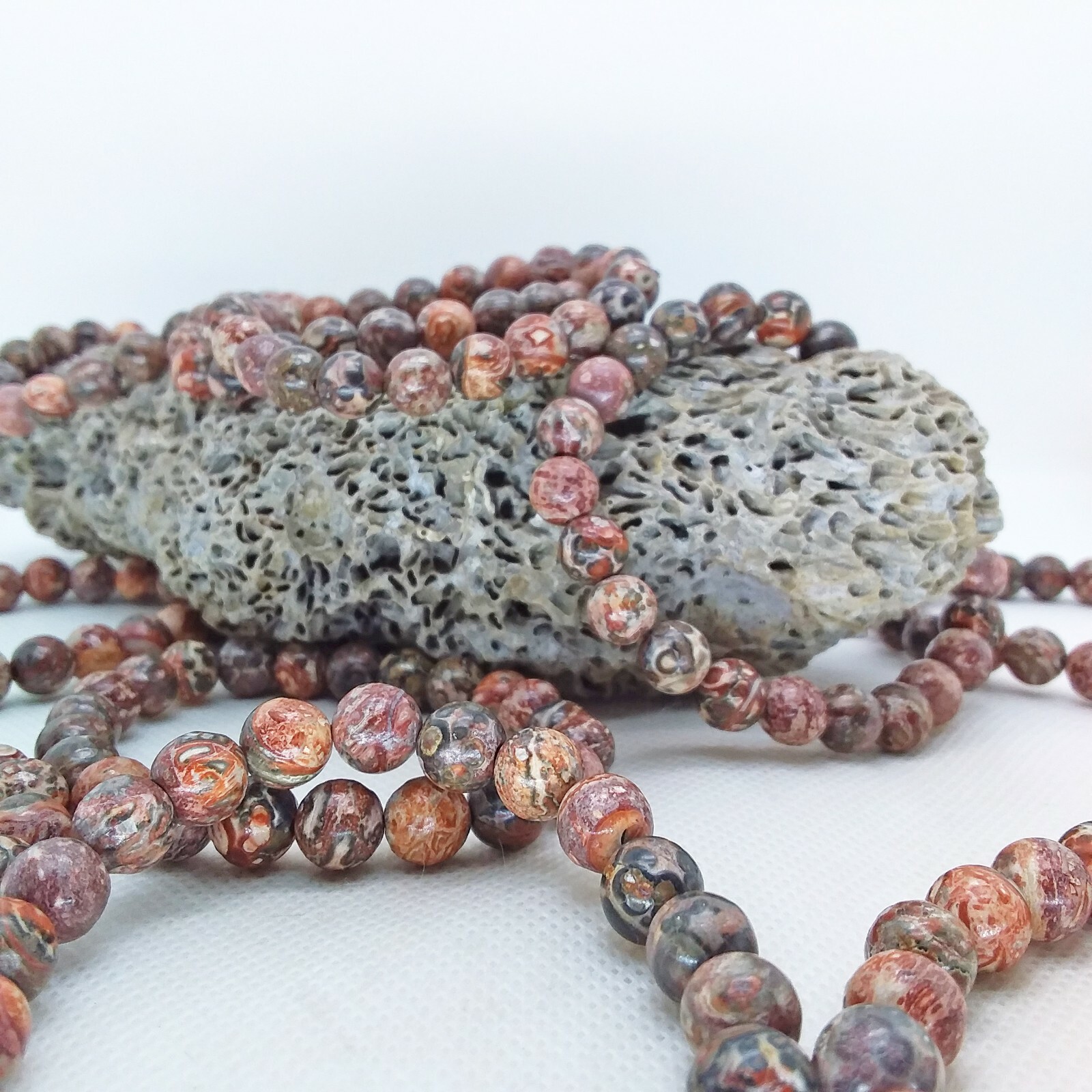 Leopard Jasper, 8mm, bracelet, elastic, stretchy, green, orange, yellow, #1918