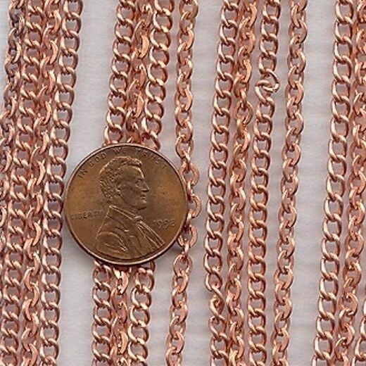 72 VINTAGE COPPER COATED STEEL CABLE & CURB 4 CHAIN 4″ JUMP RINGED SECTIONS T3