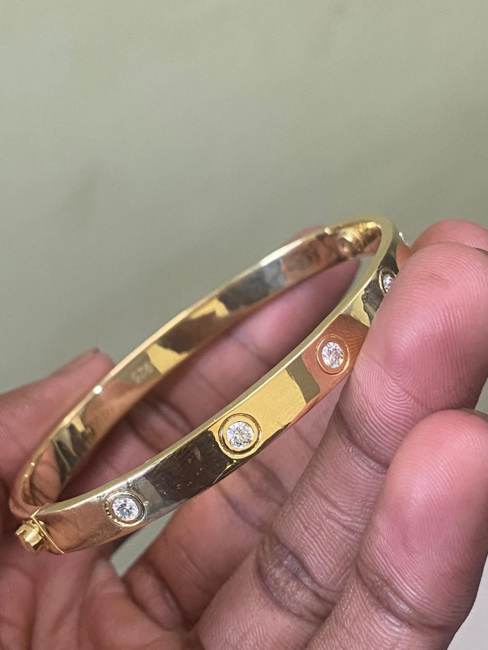 2CTW Round Certified Moissanite Bridal Bangle Bracelet 14K Yellow Gold Plated 7″