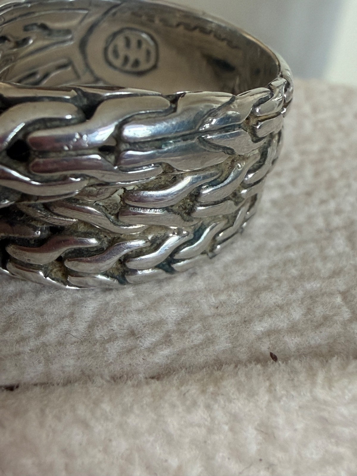 John Hardy-Ring-Sterling Silver–Classic Chain-Wrap- Size 7–Signed-Preowned