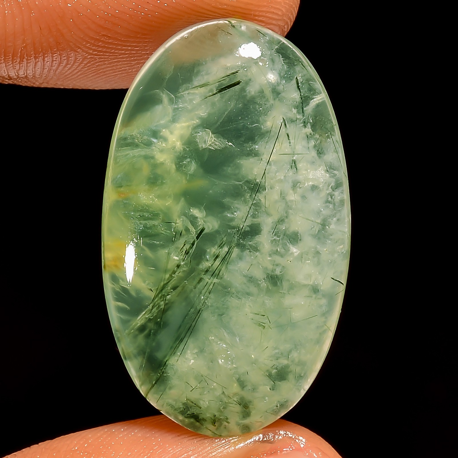 100% Natural Prehnite Oval Shape Cabochon Gemstone 22.5 Ct. 29X17X4 mm UG-6622
