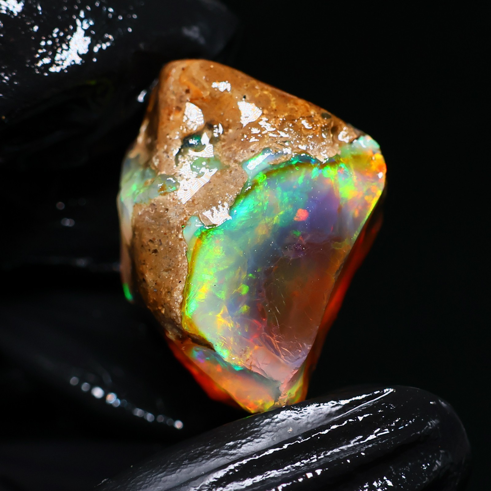 Natural Ethiopian Welo Opal Rough 56.30 Ct Gemstone – Bright Play of Color Fire