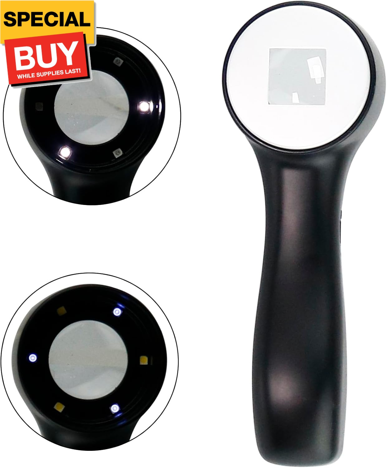 Handheld 10X Magnifier Loupe Optical Glass Magnifying Glass with Light Scale Mag