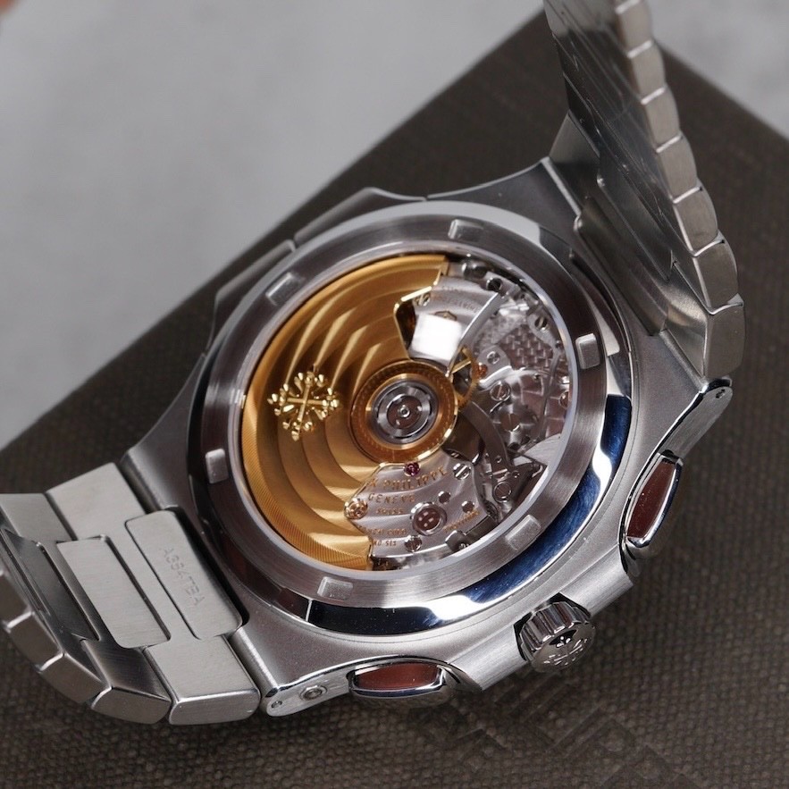 NEW Patek Philippe Nautilus 5990/1A-011 Blue Smoked Dial Travel Time Chronograph
