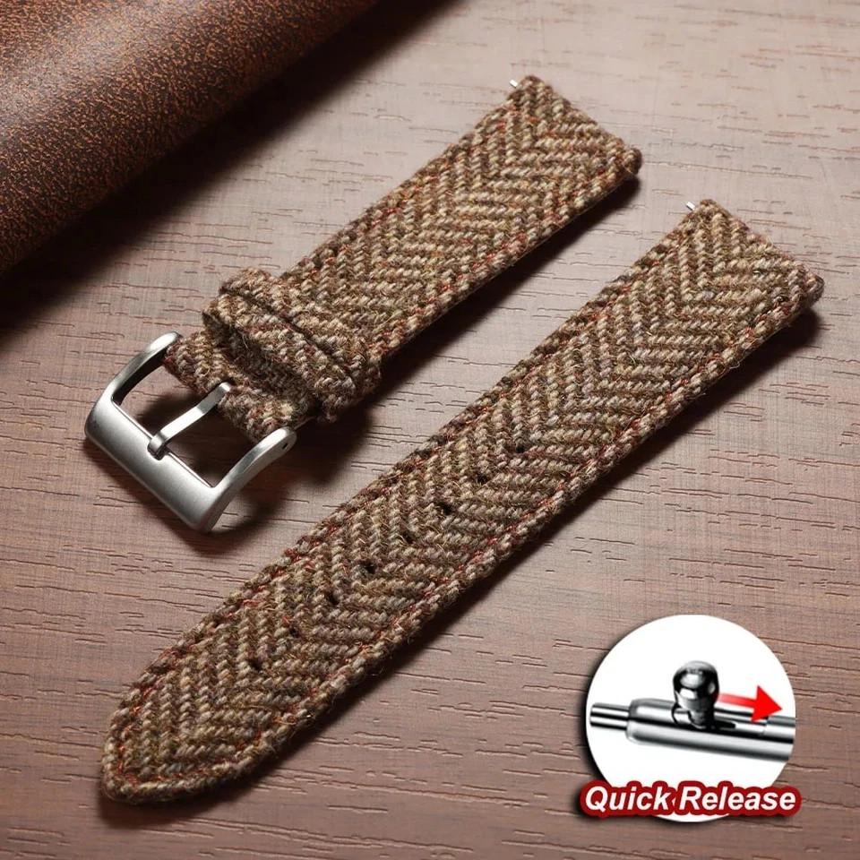 Quick Release Woven Leather Watch Band Nylon Strap 18mm 20mm 22mm