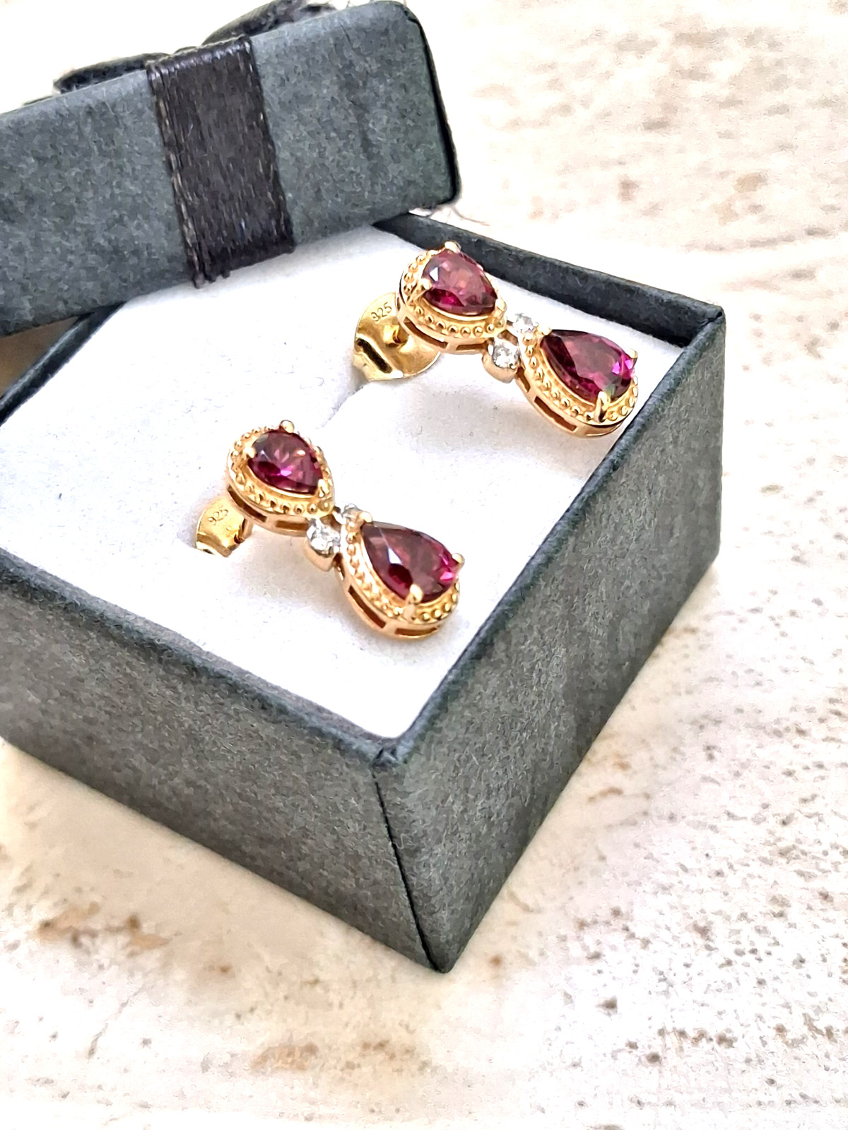 Orissa Rhodolite Garnet and Natural Zircon Sterling Silver Earrings – New/Sealed