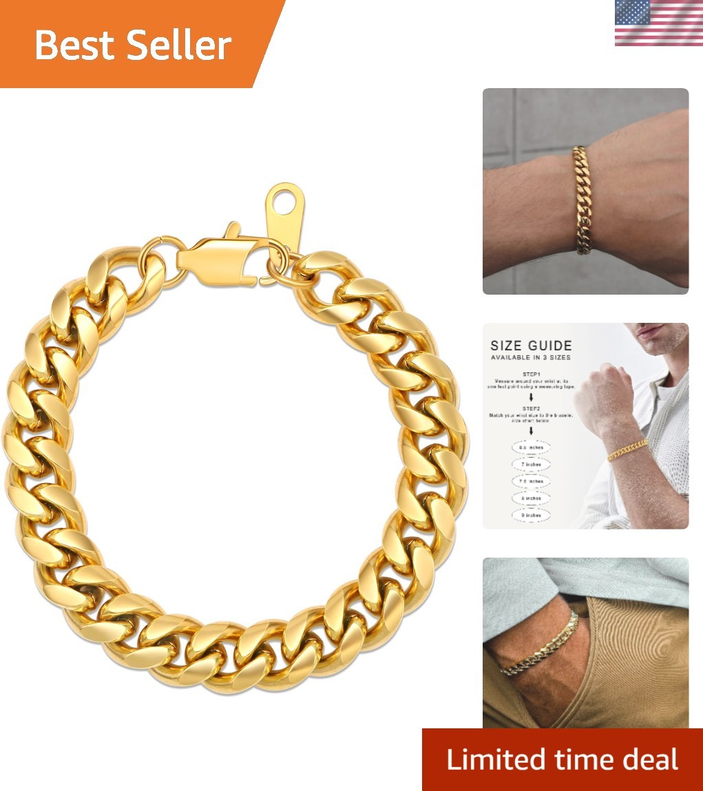Luxury 18k Gold & Silver Cuban Chain Bracelet – Adjustable Sizes 6.5 to 9 Inch
