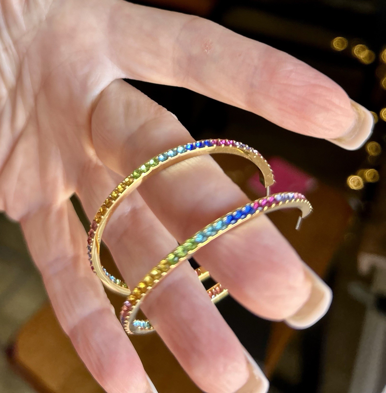 Kurt Geiger London Pavé Rainbow Hoop Earrings Gold Tone Multicolor Crystal