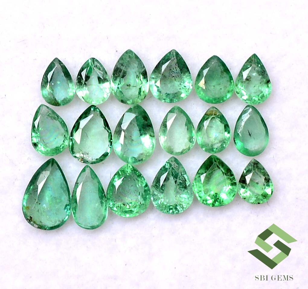 4×3 mm To 6×4 mm Natural Emerald Pear Cut Mix Lot 20 Pcs 3.26 CTS Loose Gemstone