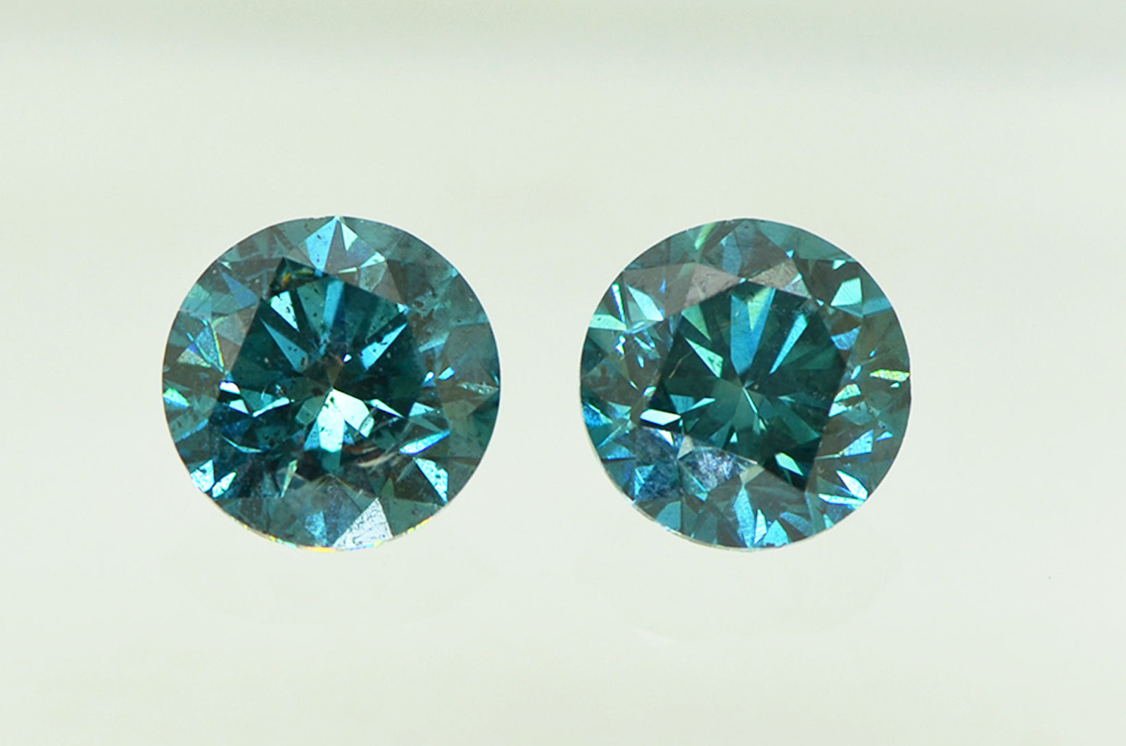 Round Cut Diamond Matching Pair Fancy Blue Color Loose Enhanced VS2/SI1 4.12 TCW