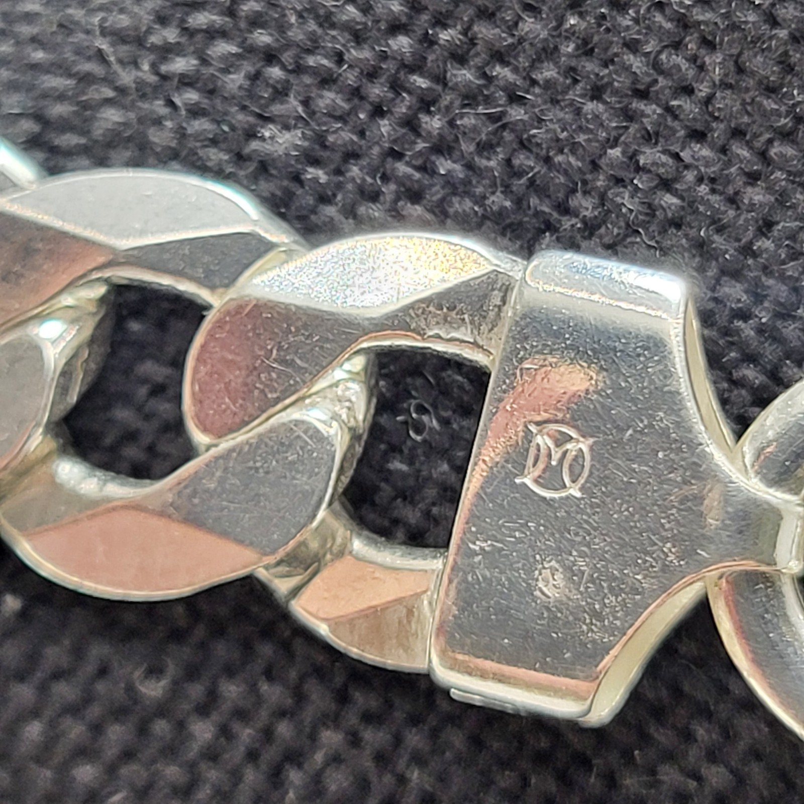 Vintage Italy Curb Link Chain Necklace GM SRA Approx 59 Grams Sterling 24″ 9mm