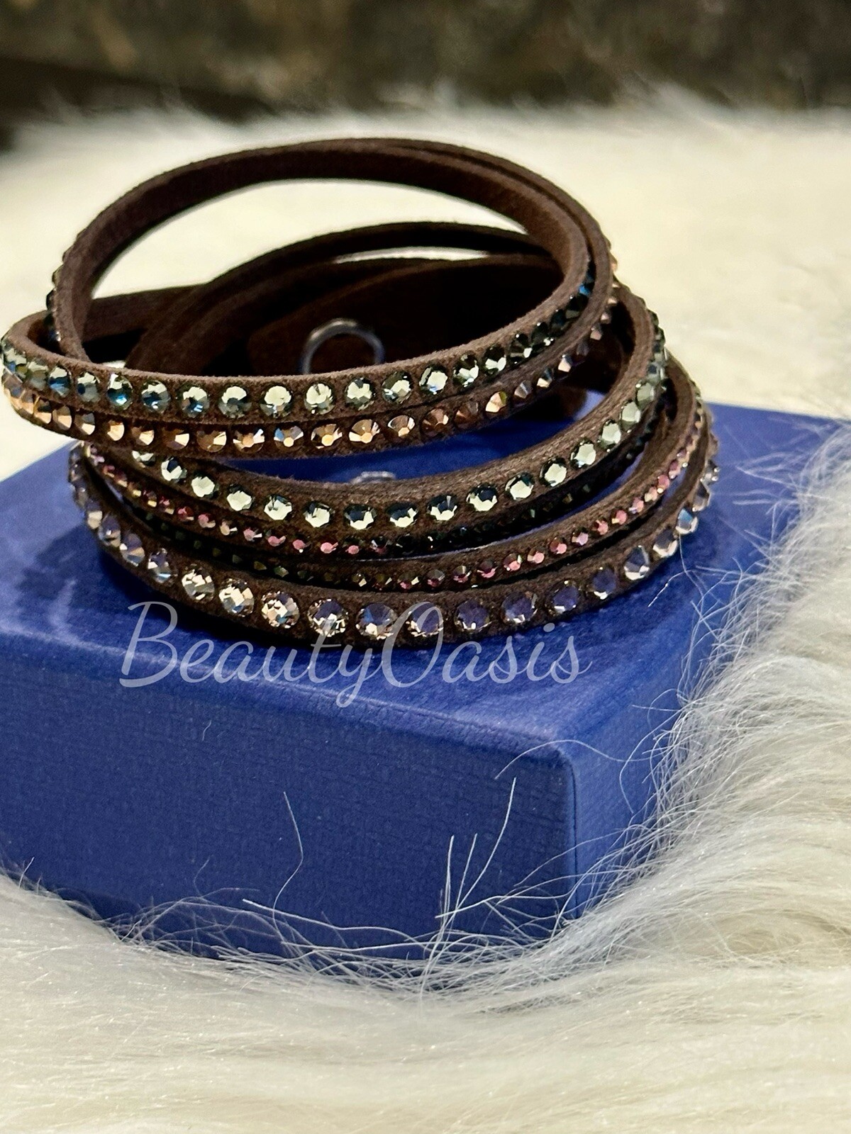 Swarovski Deluxe Slake Crystal Leather Wrap Bracelet, Choose Color (cc-104)