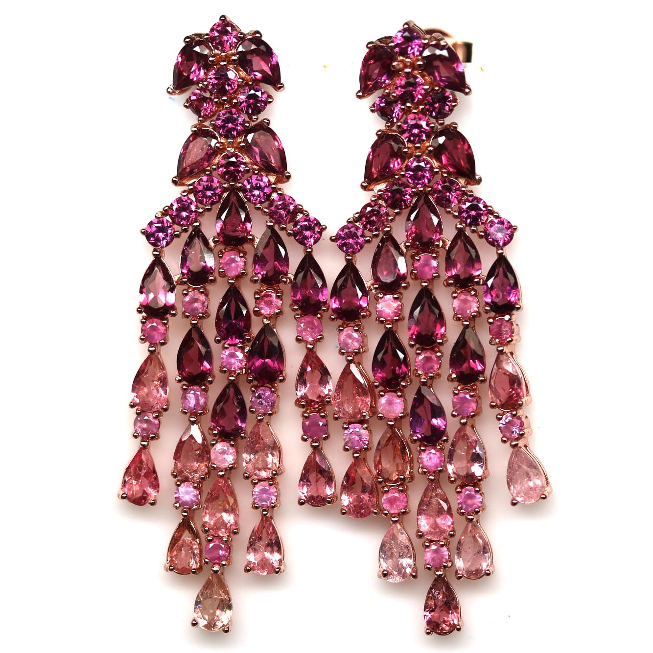 Handmade 925 Silver Purplish Red Rhodolite Tourmaline Sapphire Jewelry Earrings