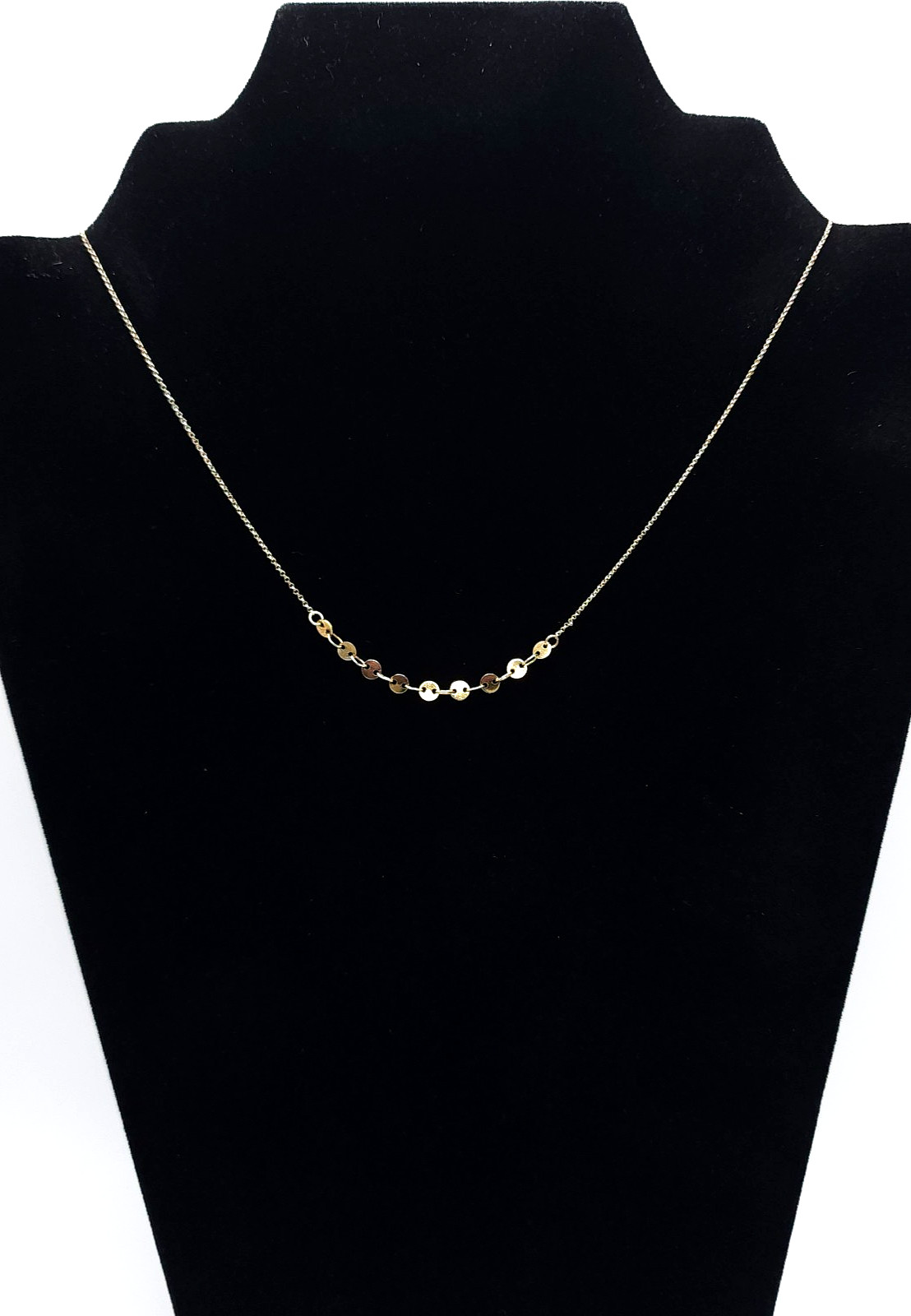 Gold Tone Disc Station Necklace Minimalist Coin Layering Chain 16-18in