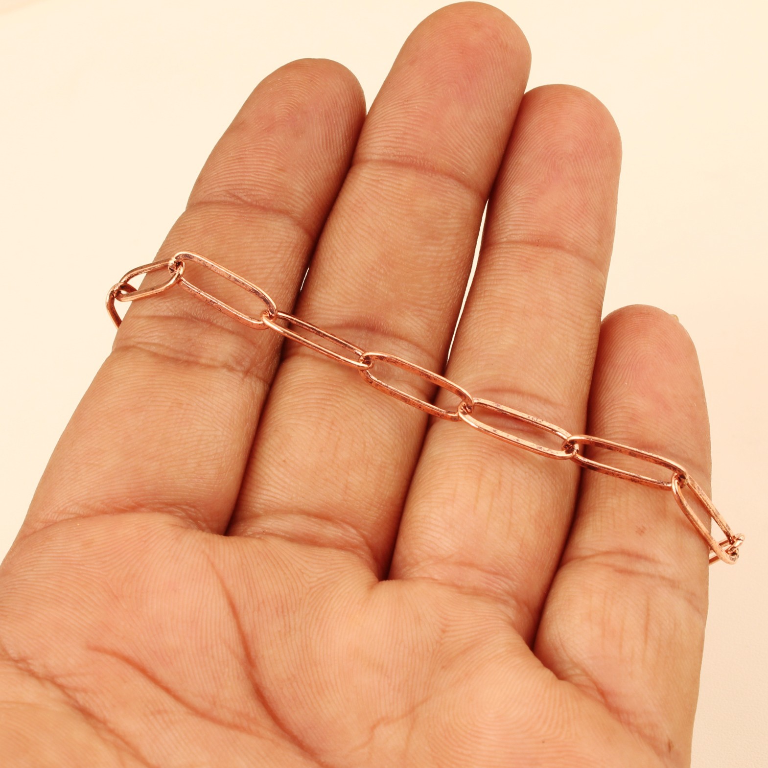 Pure Copper Paperclip Chain Anklet for Women Handmade Minimalist Lobster Clasp