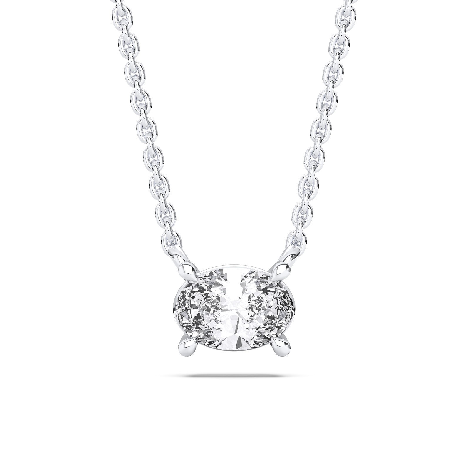 0.25Ct Oval Cut Lab Grown Diamond Pendant Necklace Sterling Silver Women Gift