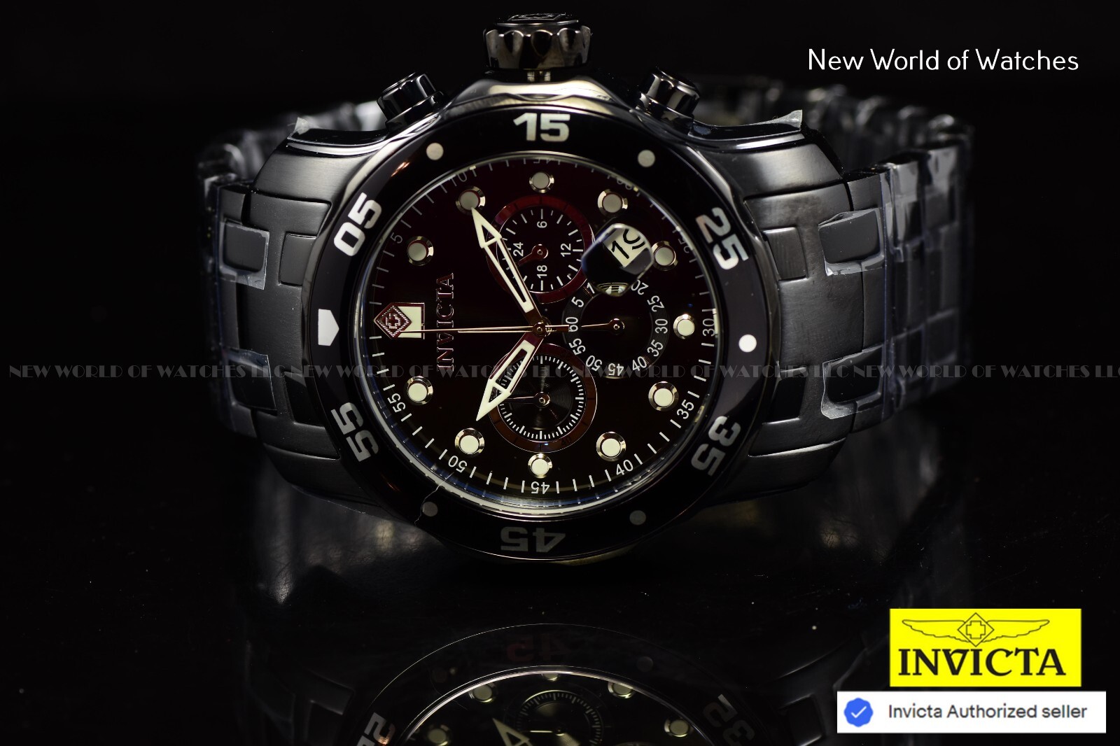 Invicta Men’s Pro Diver Scuba Chronograph Triple Black Combat Bracelet NEW Watch