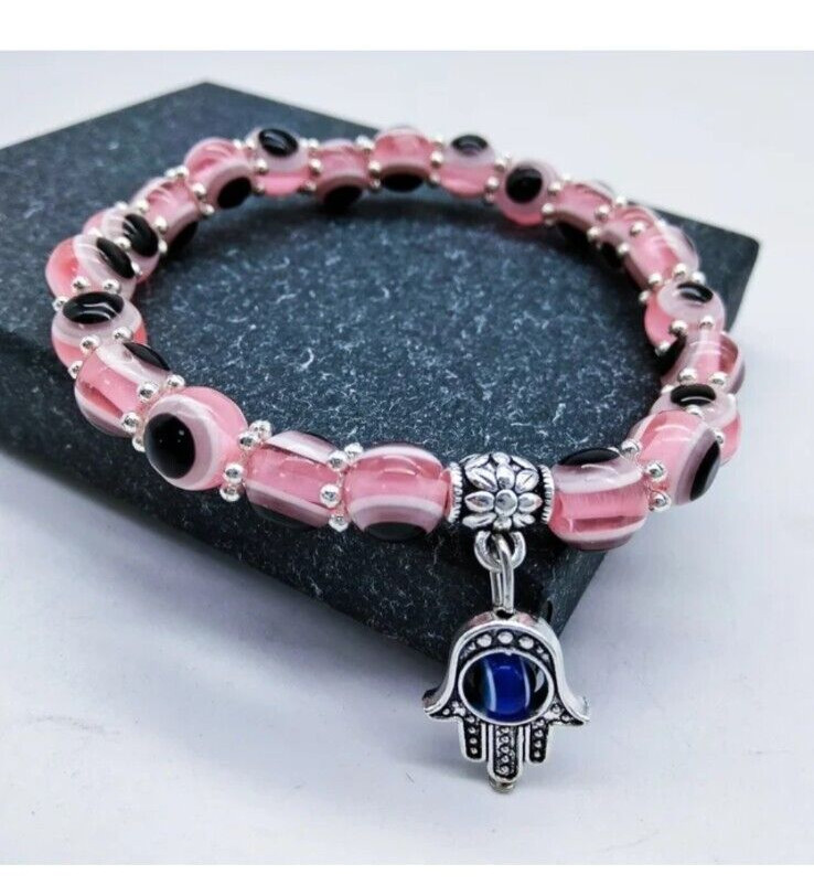 Evil Eye Stretch 6mm Beaded Bracelet good luck