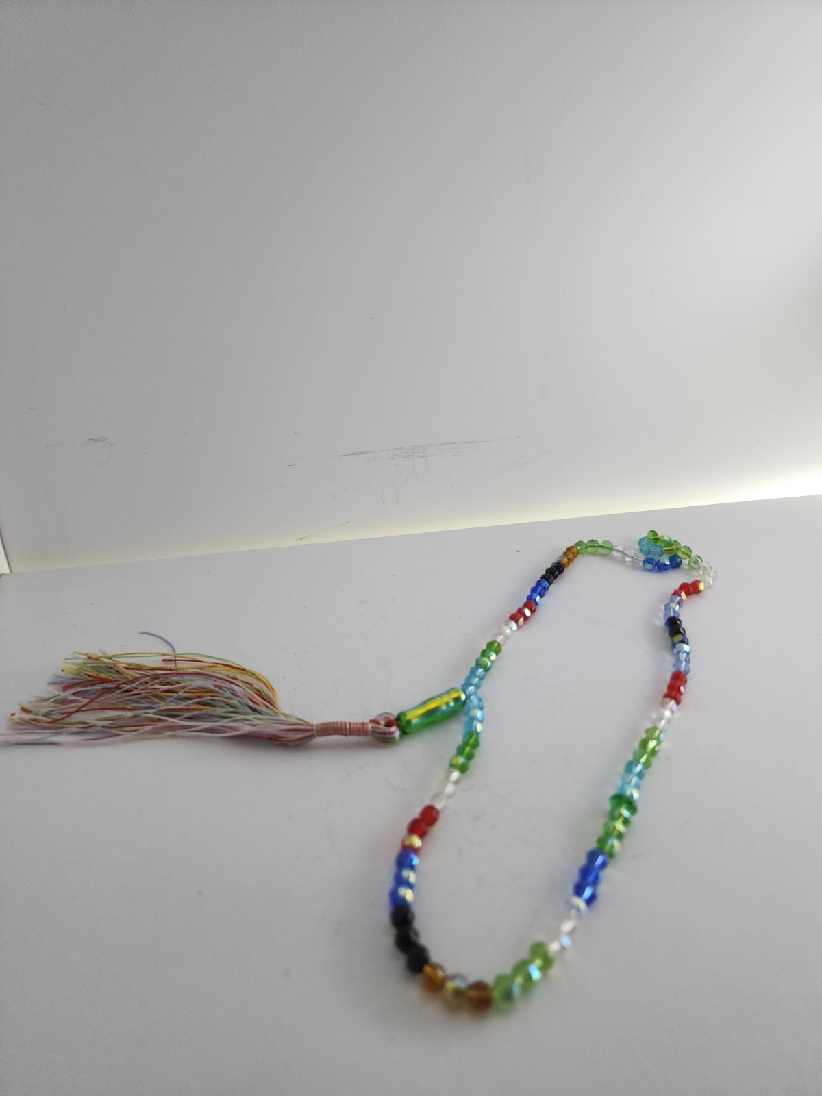 Multicolor Faceted Glass Meditation Beads Souvenir Strand with Tassel