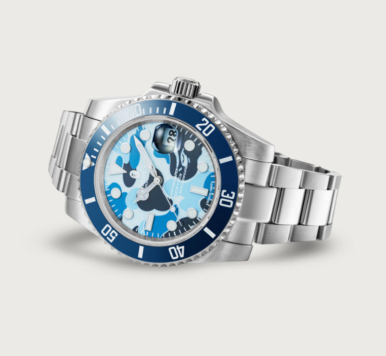 A BATHING APE BAPE TYPE 1 BAPEX Blue Camo Automatic Watch New Japan