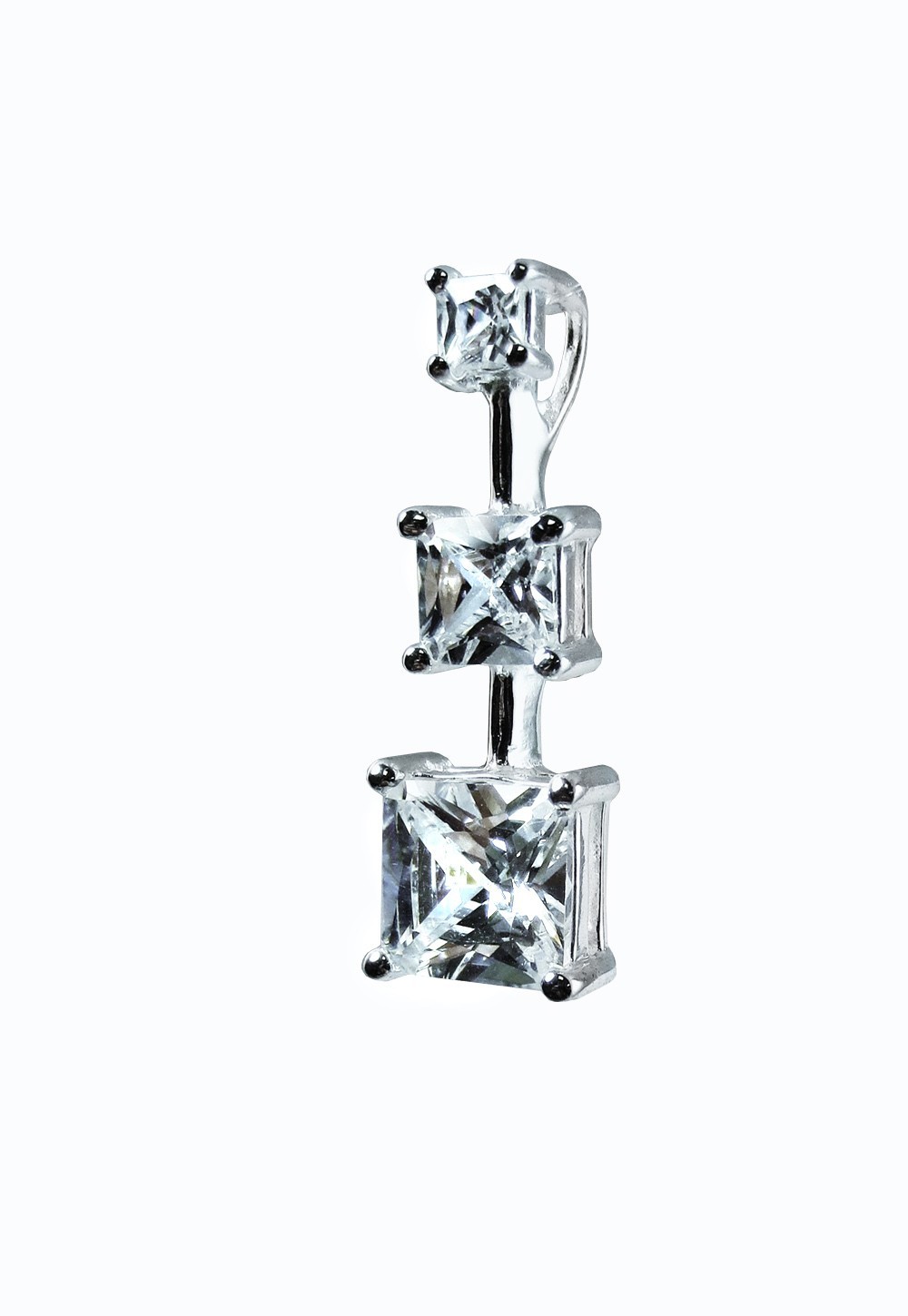 Past Present Future CZ pendant. Square Princess Cut. About 1 inch. Brand NEW